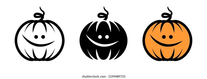 Pumpkin. Smiling pumpkin. Jack-o'-lantern. Vector illustration isolated on white background.