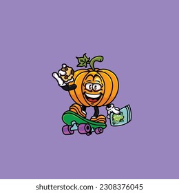 pumpkin smoking blunt and high face stoned from weed cannabis hold bud nug