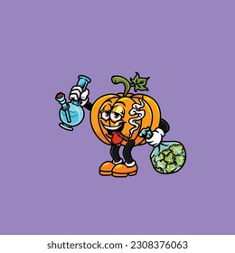 pumpkin smoking blunt and high face stoned from weed cannabis hold bud nug