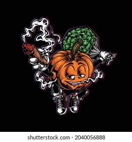 Pumpkin Smoking Blunt Holding Bag Nug Bud Weed Flower Cannabis Color