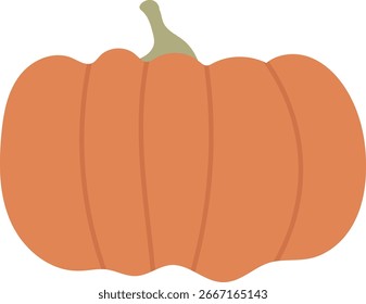 Una calabaza con curvas suaves y un tallo corto en un estilo de dibujos animados. La calabaza se representa con líneas limpias y una silueta suave. Ilustración vectorial de dibujos animados.