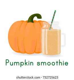 Pumpkin smoothie. Vector illustration for cafe, restaurant, menu, banner