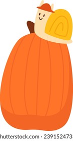 Pumpkin With Snail Vector Illustration