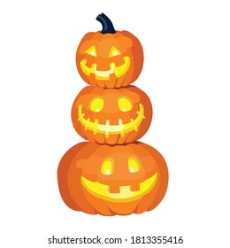 Hombre de nieve calabaza para Halloween. Vector, fondo blanco, aislado.

