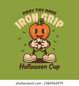 Pumpkin Soccer Mascot Retro and Vintage