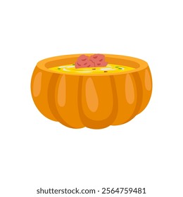 Pumpkin Soup , Autumn Isolated Vector Illustration