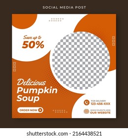 Pumpkin Soup. Food Social Media Post Template