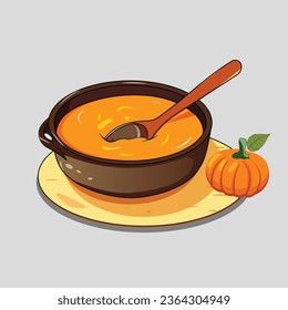 Pumpkin soup illustration and