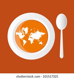 pumpkin soup with map of world