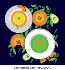 Pumpkin soup. vector. composition