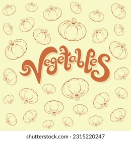 Pumpkin as a source of useful properties is a very popular vegetable, vitamins, healthy, background, vector, pattern  