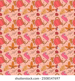 Pumpkin Spice and Autumn Harvest Seamless Pattern