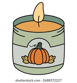 pumpkin spice candle isolated on white background