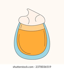 Pumpkin spice Cappuccino with foam in line art style. Vector illustration isolated on a white background.