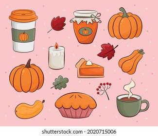 Pumpkin spice Collection vector illustration