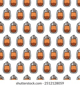 Pumpkin Spice Latte Aesthetic Seamless Mug Drink. Perfect for seasonal projects, autumn-themed designs, packaging, and more, this pattern captures the essence of a beloved fall drink.
