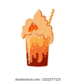 Pumpkin spice latte, autumn coffee with pumpkin. Vector illustration.