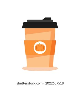 Pumpkin spice latte coffee cup. coffee with milk. vector illustration