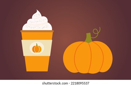 Pumpkin spice vector graphic illustration. Cute autumn, fall
