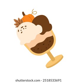 Pumpkin spice latte with ice cream topping