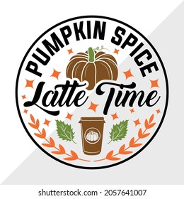 Hora de la última hora de la especia de calabaza, Ilustración vectorial imprimible de vacaciones