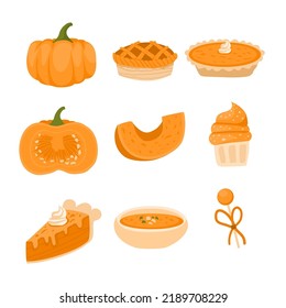 Pumpkin Spice Vector Illustration Set Collection