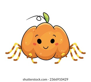 Pumpkin spider for Halloween cartoon vector illustration