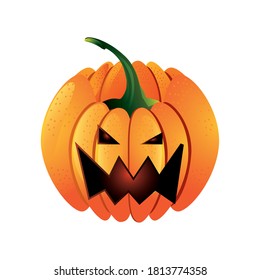 pumpkin with spooky face for halloween on white background vector illustration design