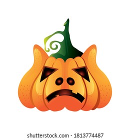 pumpkin with spooky face for halloween over white background vector illustration design