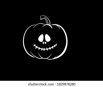 Pumpkin Spooky Halloween on black background in vector illustration