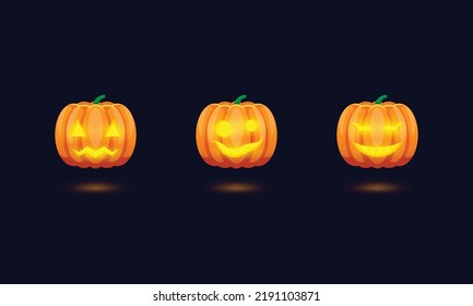 pumpkin spooky head lamp collection assortment in 3D style