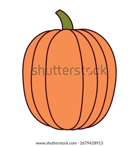 Pumpkin, squash, autumn vegetable isolated on transparent. Hand drawn vector illustration. Line art design. Halloween, Thanksgiving, harvest festival traditional holiday element, seasonal clip art