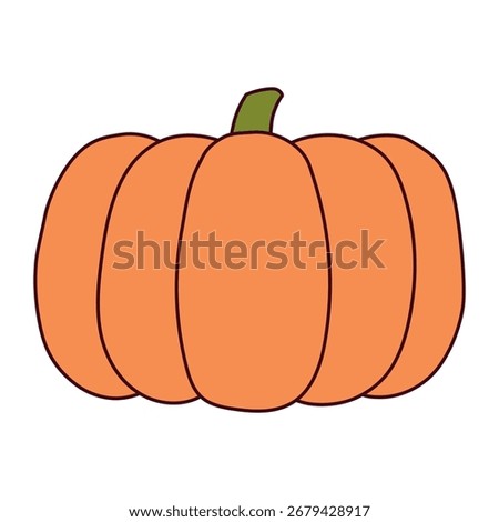 Pumpkin, squash, autumn vegetable isolated on transparent. Hand drawn vector illustration. Line art design. Halloween, Thanksgiving, harvest festival traditional holiday element, seasonal clip art
