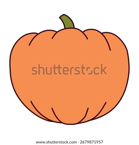 Pumpkin, squash, autumn vegetable isolated on transparent. Hand drawn vector illustration. Line art design. Halloween, Thanksgiving, harvest festival traditional holiday element, seasonal clip art