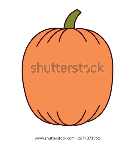 Pumpkin, squash, autumn vegetable isolated on transparent. Hand drawn vector illustration. Line art design. Halloween, Thanksgiving, harvest festival traditional holiday element, seasonal clip art