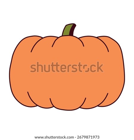Pumpkin, squash, autumn vegetable isolated on transparent. Hand drawn vector illustration. Line art design. Halloween, Thanksgiving, harvest festival traditional holiday element, seasonal clip art