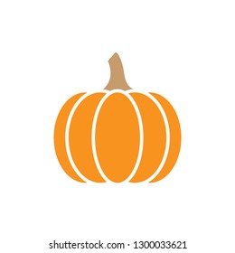 Pumpkin - Squash for Halloween or Thanksgiving Flat Vector Color Icon for Apps and Websites. 