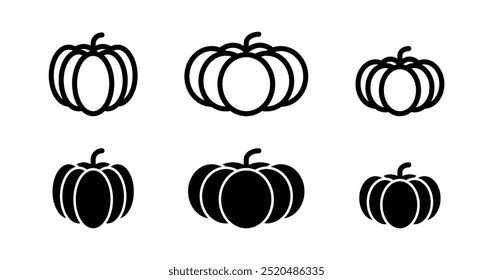 Pumpkin - squash for Halloween or Thanksgiving line art icon for apps and websites. Vector illustration.