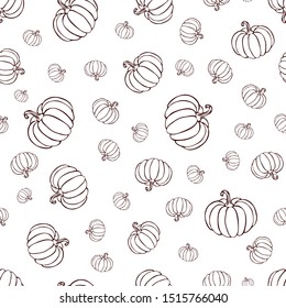 pumpkin or squash pattern black line art on white background. pumpkin pattern. vintage hand drawn pumpkin sketch. outline vegetables pattern for background, halloween or thanksgiving banner or poster.