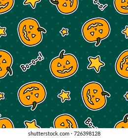 Pumpkin and Stars Halloween Vector Seamless Pattern