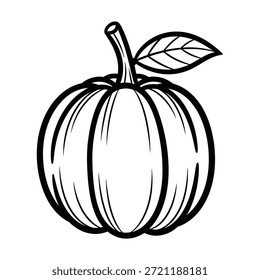 Calabaza con tallo y silueta de icono de hoja