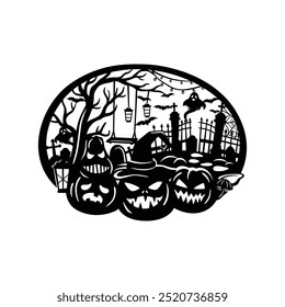 Pumpkin stencil for cutting and scrapbooking, Design Element for Thanksgiving and Halloween Holidays