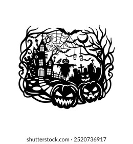 Pumpkin stencil for cutting and scrapbooking, Design Element for Thanksgiving and Halloween Holidays