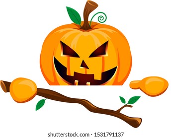 Pumpkin with stick banner offer sale design vector illustration eps10 