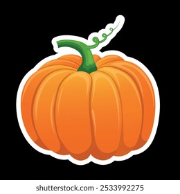 Pumpkin sticker. Halloween sticker. Vegetables.