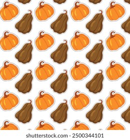 Pumpkin sticker icon Pattern background Vector illustration