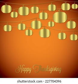 Pumpkin string Thanksgiving card in vector format.