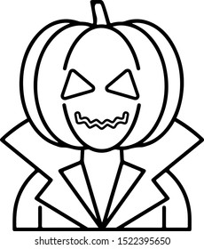 pumpkin in suit of dragula halloween icon flat