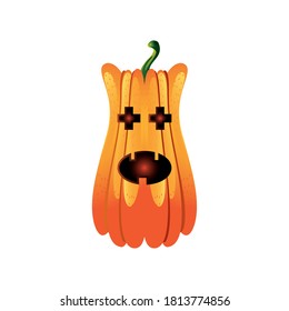 pumpkin with surprised face for halloween on white background vector illustration design