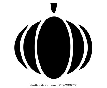 Pumpkin, sweet and delicious vegetable and fruit, vector, illustration in black and white color, isolated on white background 